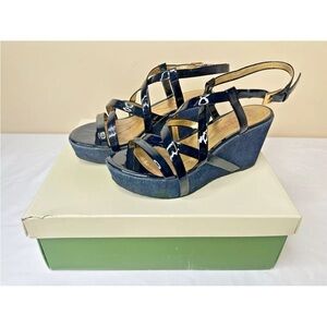 Kate Spade New York Bijou Navy Denim Textured Sandals Size 6 - With Box